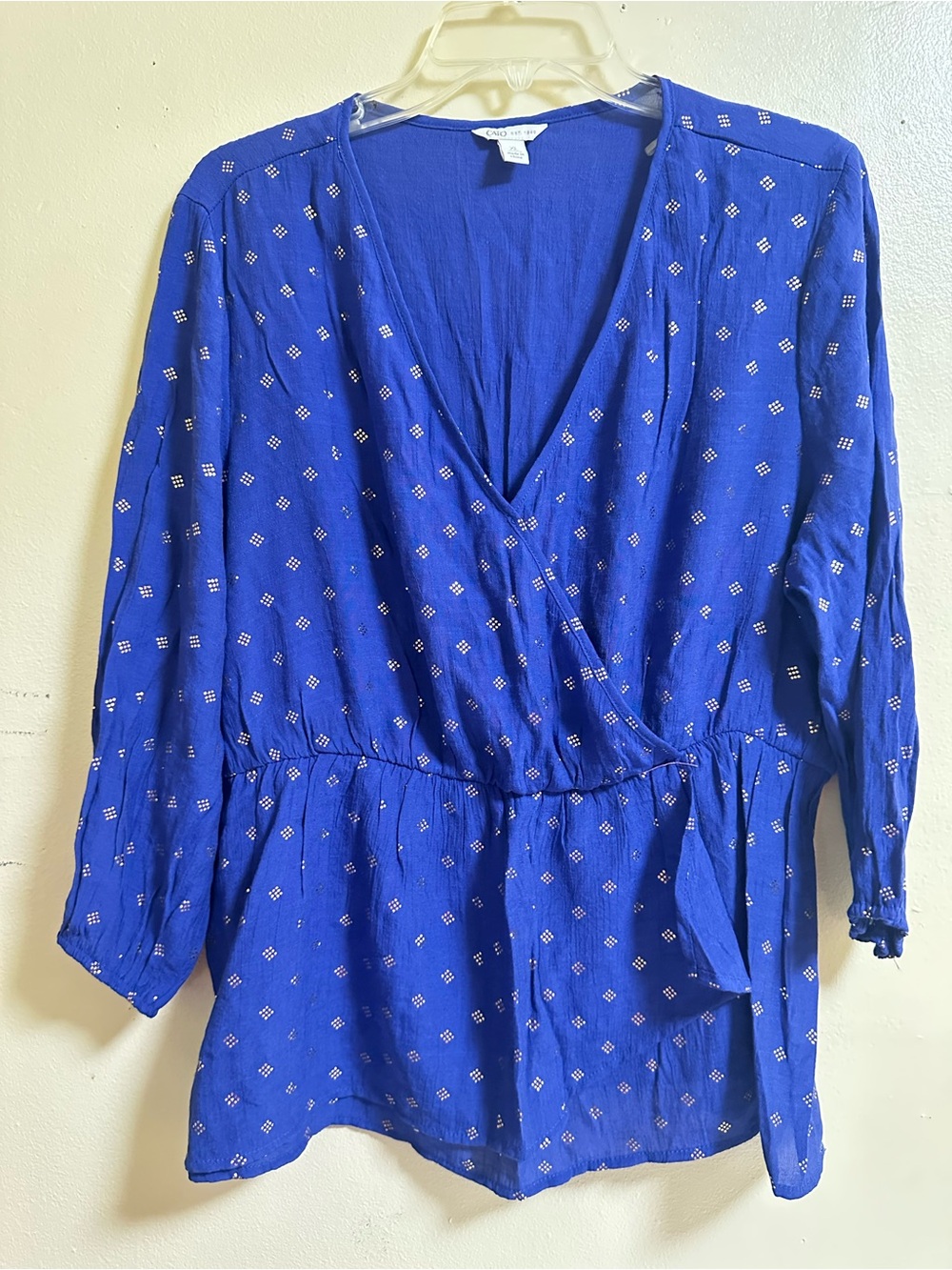 Cato  Royal Blue Wrap Peplum Blouse XL